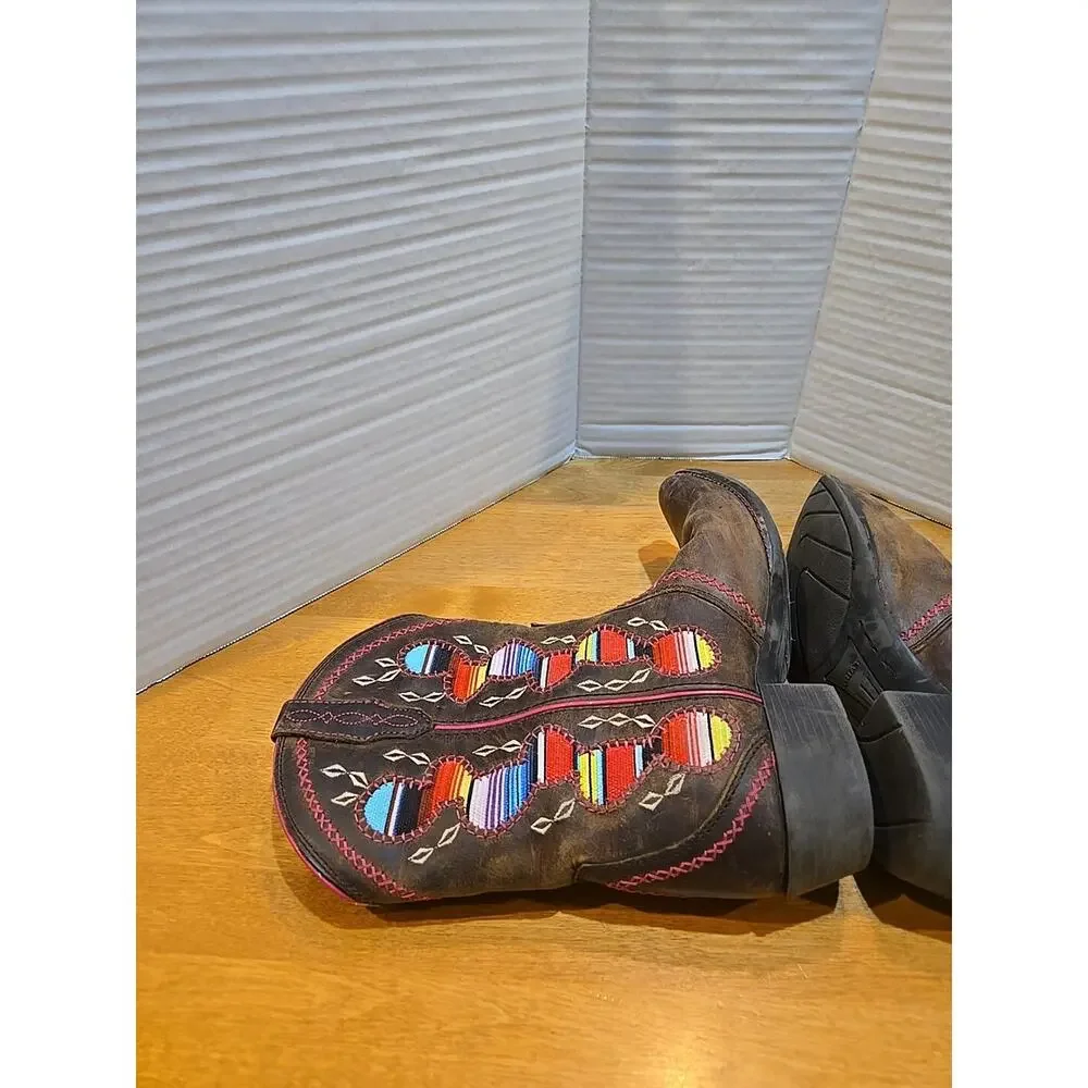 Ariat Desert Diva Leather Western 10023077 Youth Size 5 Colorful Embroidery - Picture 4 of 11